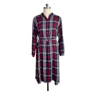 SOLD ruby plaid shirt dress 2X plus size print rayon work casual career EUC